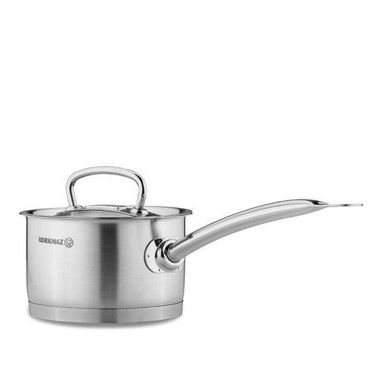 Korkmaz Proline Stainless Steel Saucepan with Lid , Induction Compatible, Made in Turkey