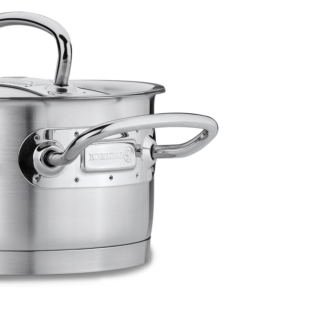 Korkmaz Proline Stainless Steel Saute Pan - Induction Compatible Chef Cooking Pan, Made in Turkey