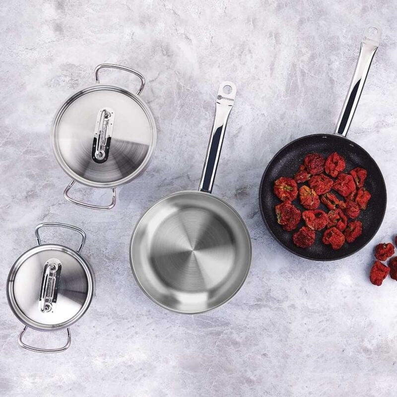 Korkmaz Proline Stainless Steel Saute Pan - Induction Compatible Chef Cooking Pan, Made in Turkey