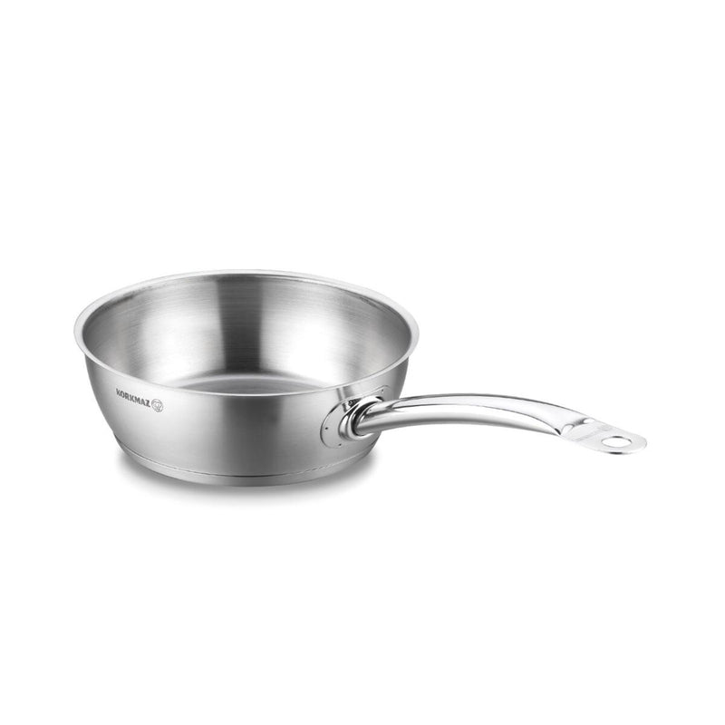 Korkmaz Proline Satin Stainless Steel Frying Pan - Induction Compatible, Made in Turkey