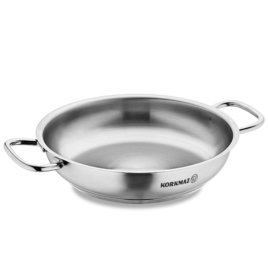 Korkmaz Proline Stainless Steel Paella Pan , Induction Compatible Frying Pan, Made in Turkey
