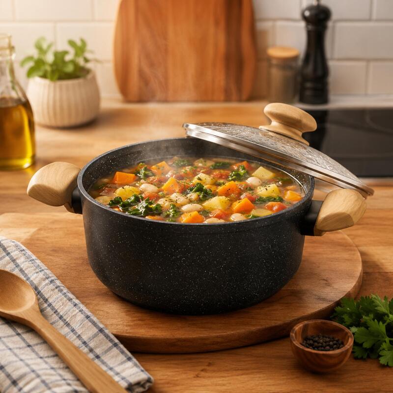 Korkmaz Montana Non-Stick Stock Pot with Glass Lid 20cm 3L, Induction Compatible