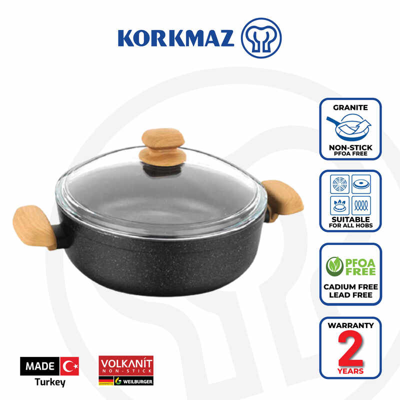 Korkmaz Montana Non-Stick Cooking Pot , Induction Compatible, Free From PFOA, Cadmium, and Lead, Made in Turkey