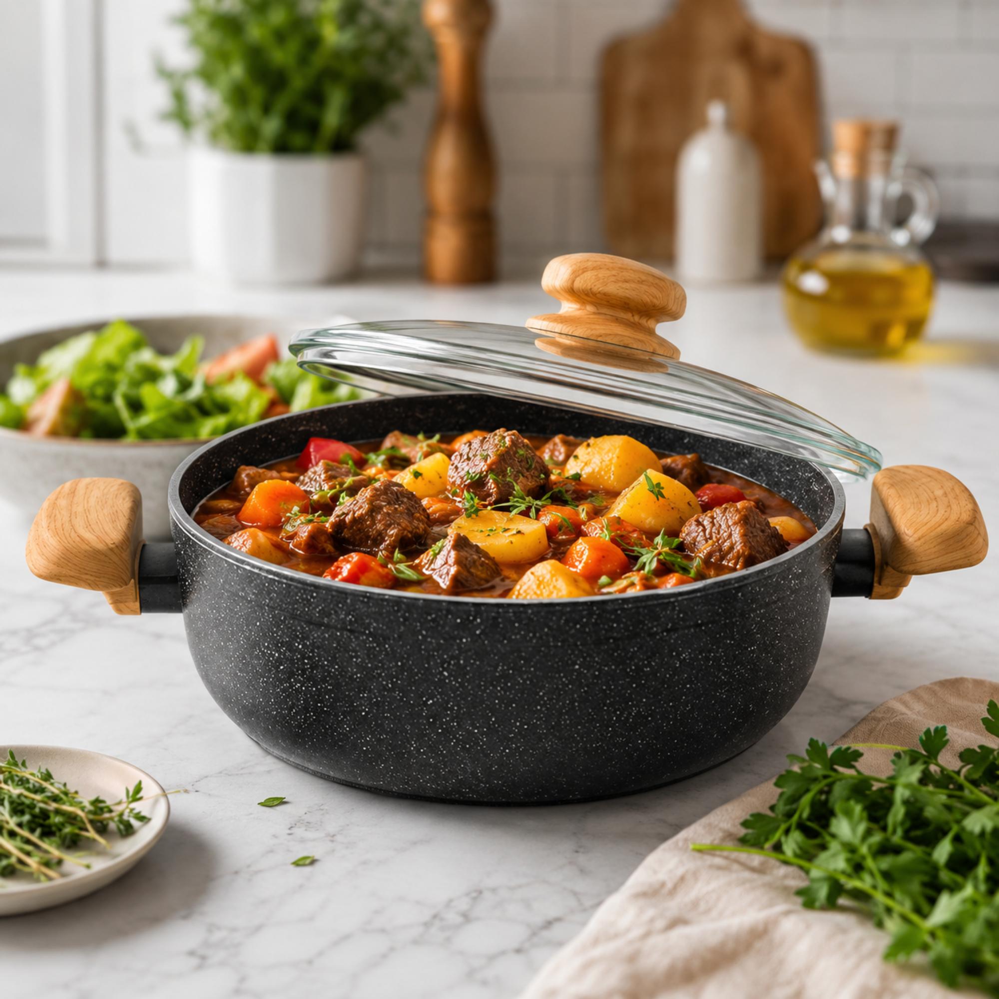 Korkmaz Montana Non-Stick Cooking Pot , Induction Compatible, Free From PFOA, Cadmium, and Lead, Made in Turkey