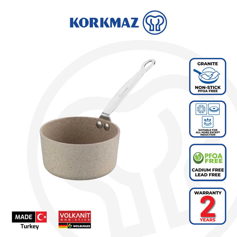 Korkmaz Minika Non-Stick Saucepan - 12x6 cm, Free From PFOA, Cadmium, and Lead, Made in Turkey