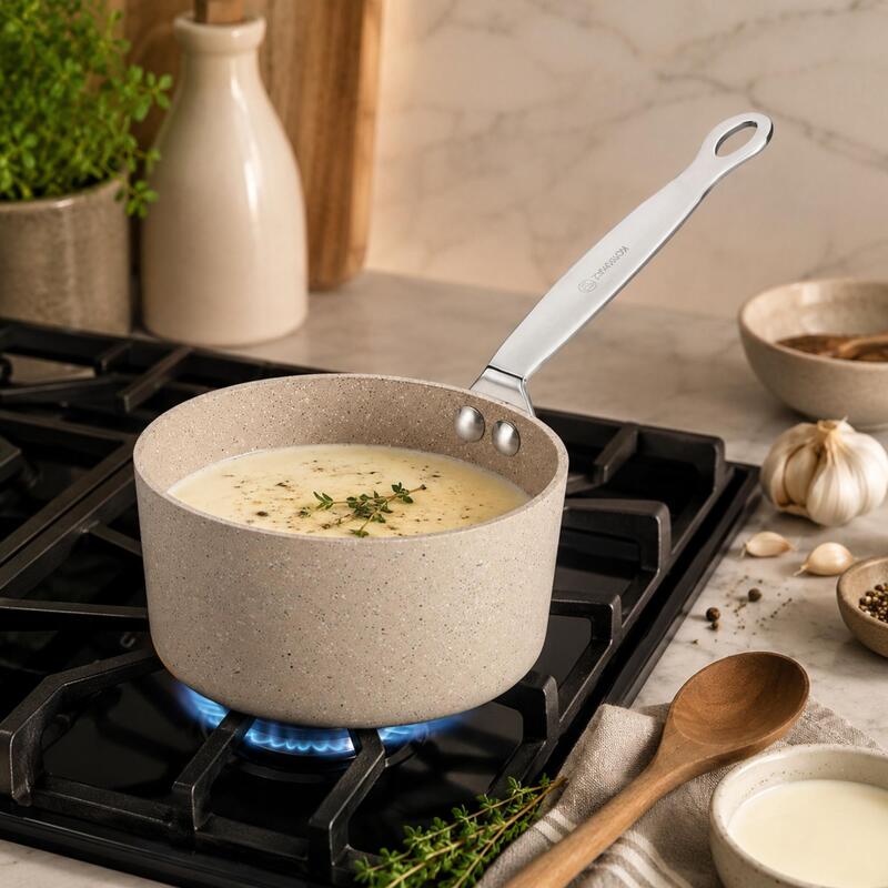 Korkmaz Minika Granite Non-Stick Saucepan 12cm 0.6L, Gas Electric Ceramic Hob