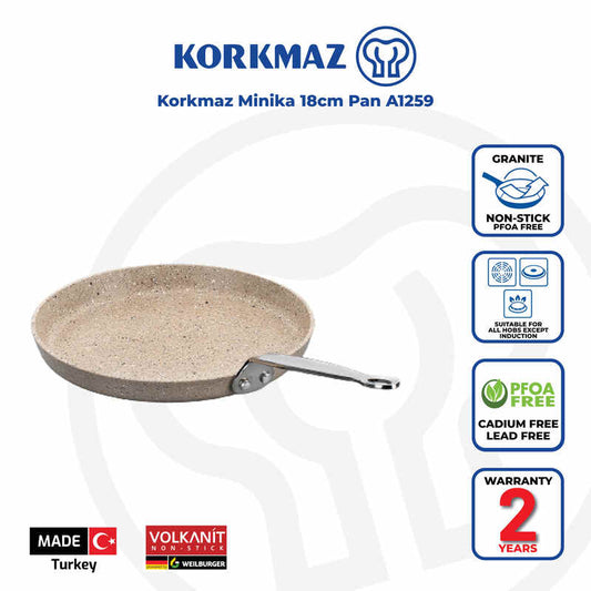 Korkmaz Minika Non-Stick Frying Pan, Free From PFOA, Cadmium, and Lead, Made in Turkey