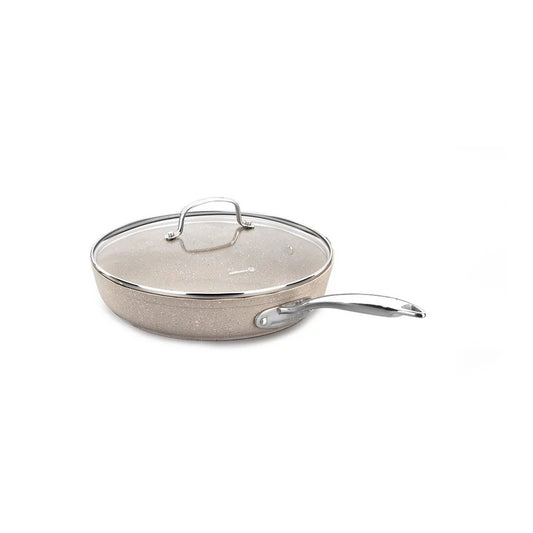 Korkmaz Granita Non Stick Frying Pan With Glass Lid - PFOA Free, Induction Compatible, Made In Turkey