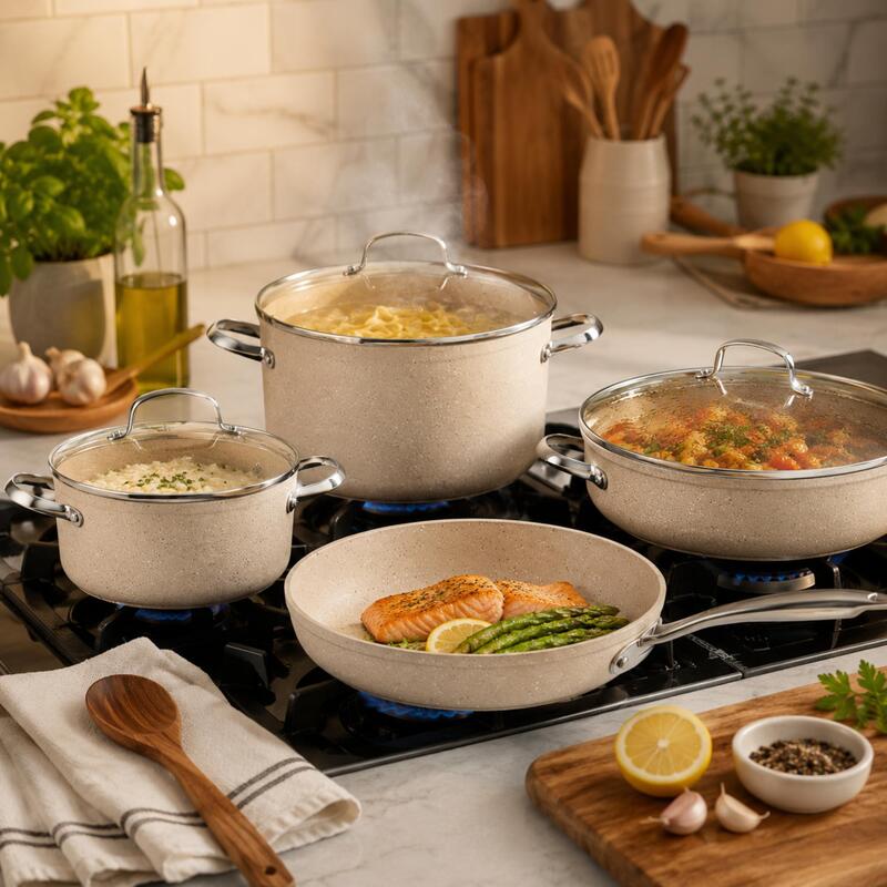 Korkmaz Granita 7-Piece Non-Stick Cookware Set, Induction Compatible