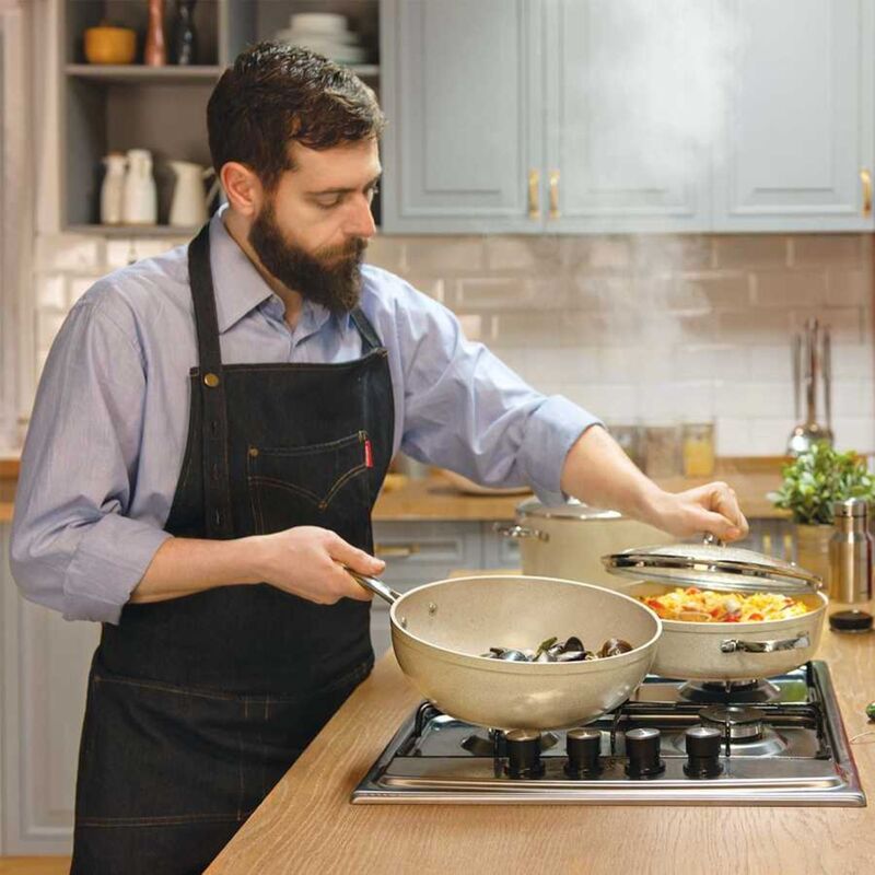 Korkmaz Granita Non-Stick Grill Pan - Induction Compatible, Free From PFOA, Cadmium, and Lead, Made in Turkey