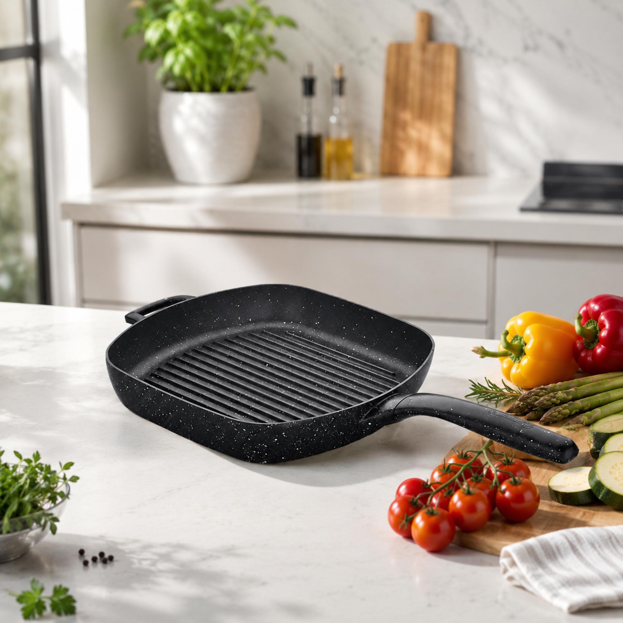 Korkmaz Gusto Plus Aluminium Cast Non-Stick Square Grill Pan, 28cm