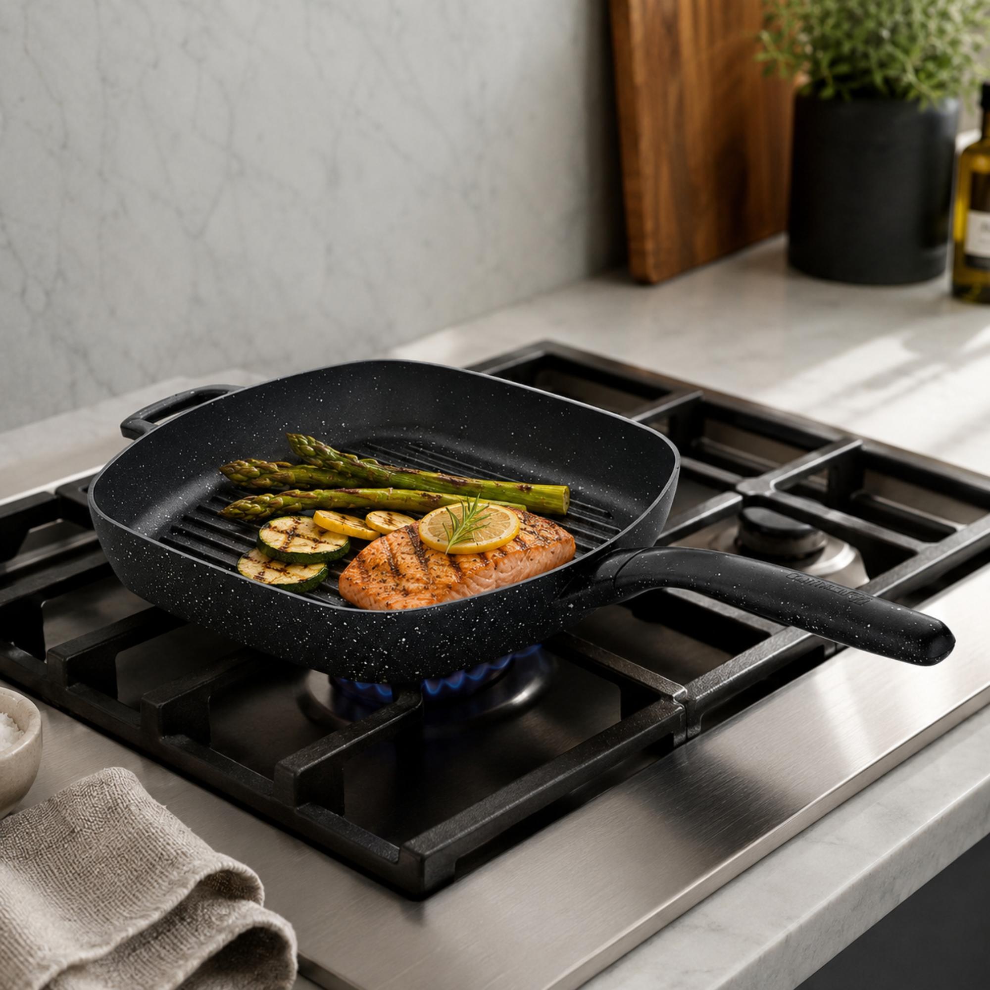 Korkmaz Gusto Plus Aluminium Cast Non-Stick Square Grill Pan, 28cm
