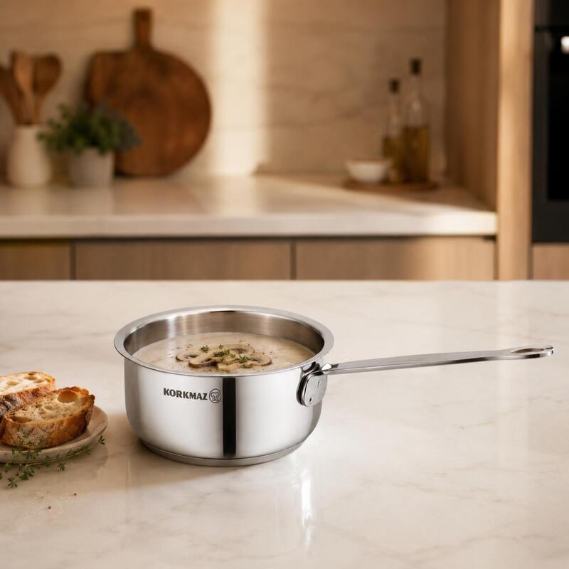 Korkmaz Minika 18/10 Stainless Steel Saucepan 12cm 0.75L, Induction Compatible