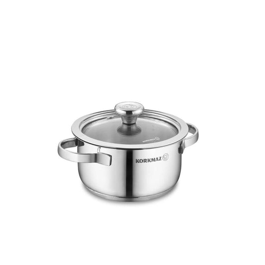 Korkmaz Minika Stainless Steel Pot - Induction Compatible, Made in Turkey