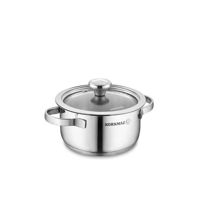 Korkmaz Minika Stainless Steel Pot - Induction Compatible, Made in Turkey