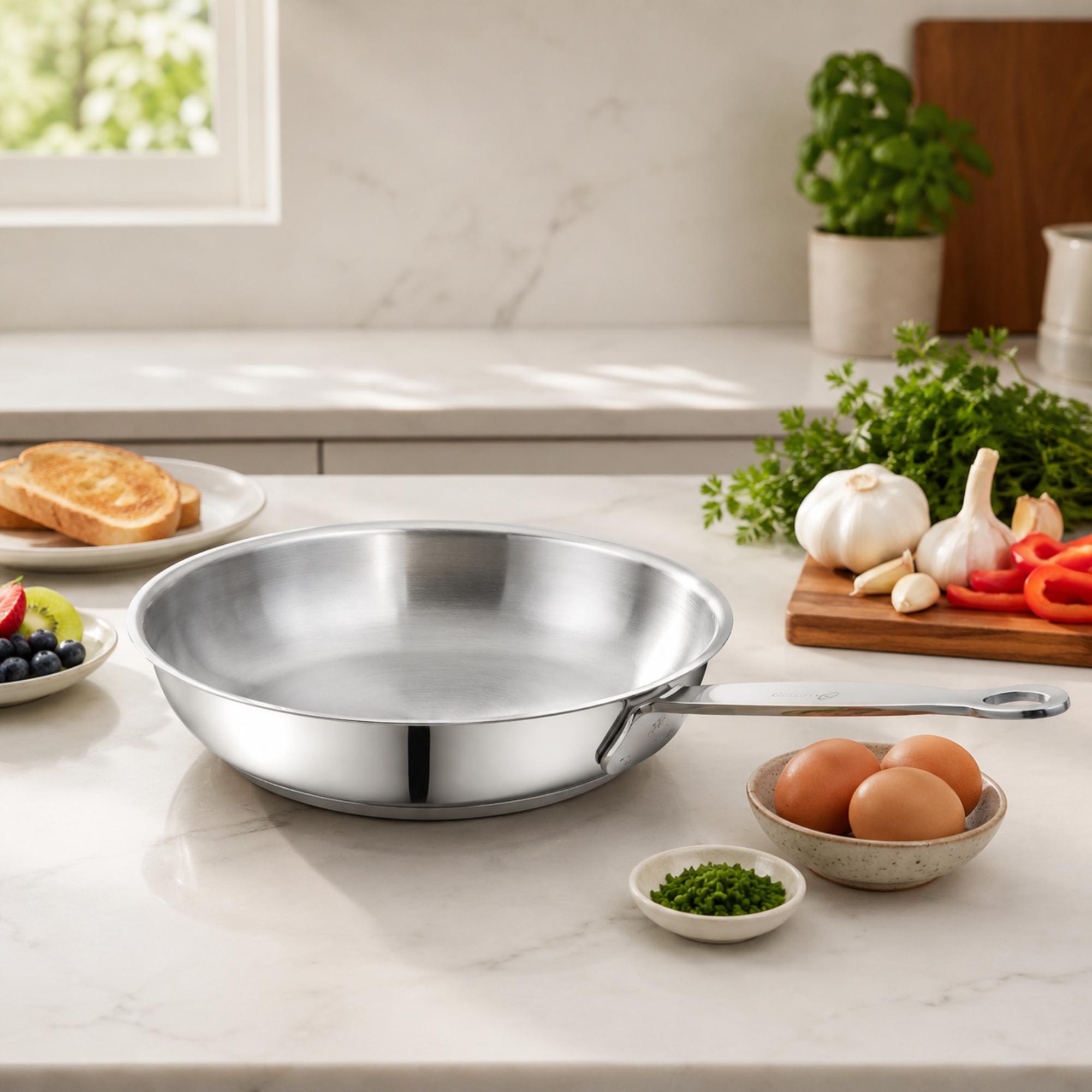 Korkmaz Minika Stainless Steel Frying Pan - 16x4cm, Induction Compatible, Made in Turkey