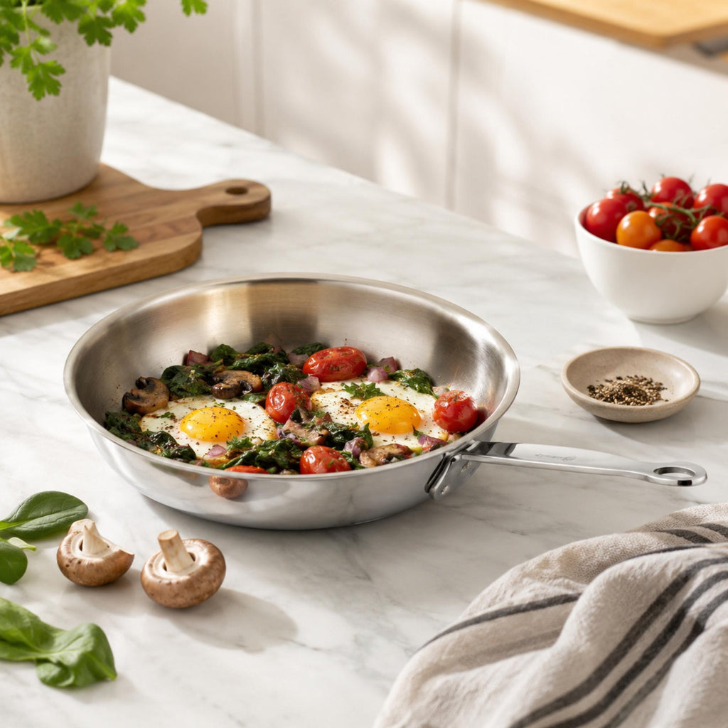 Korkmaz Minika Stainless Steel Frying Pan - 16x4cm, Induction Compatible, Made in Turkey
