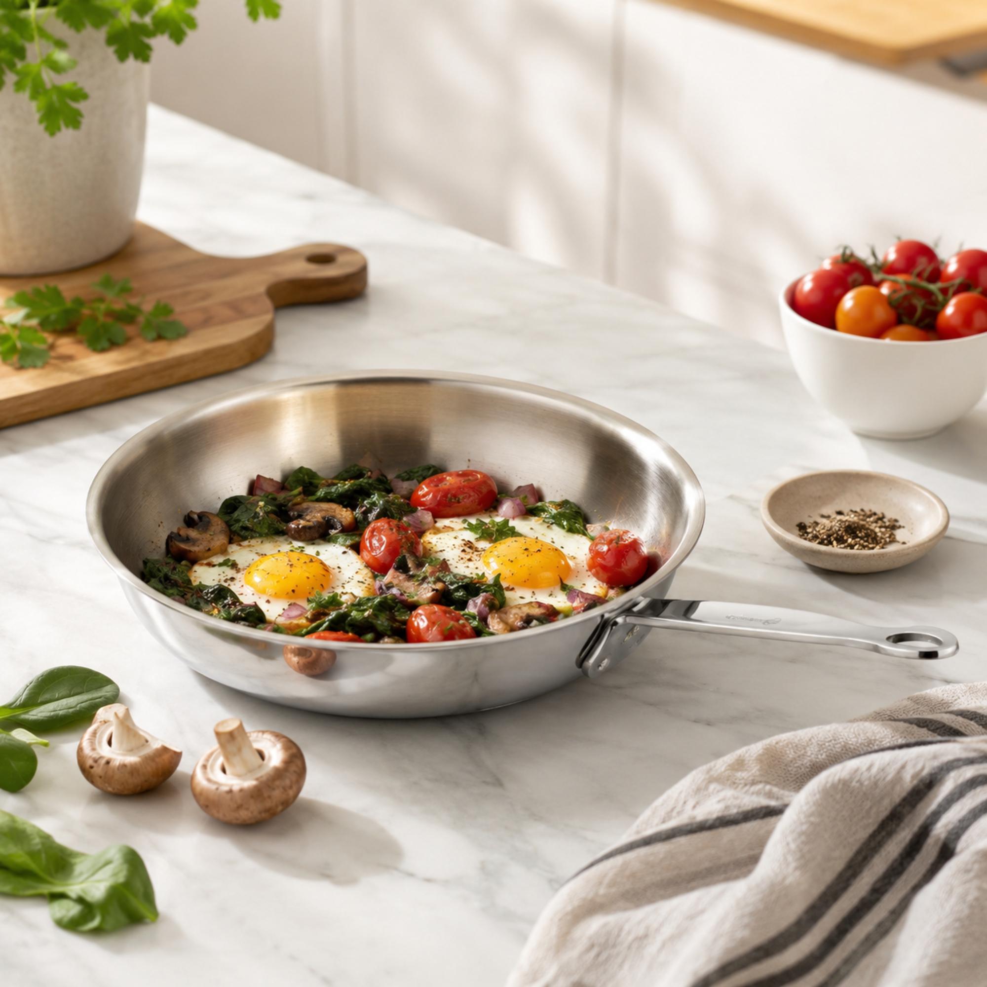 Korkmaz Minika Stainless Steel Frying Pan - 16x4cm, Induction Compatible, Made in Turkey