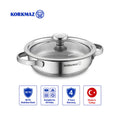 Korkmaz Minika Stainless Steel Mini Pan with Glass Lid – 14cm 0.5L