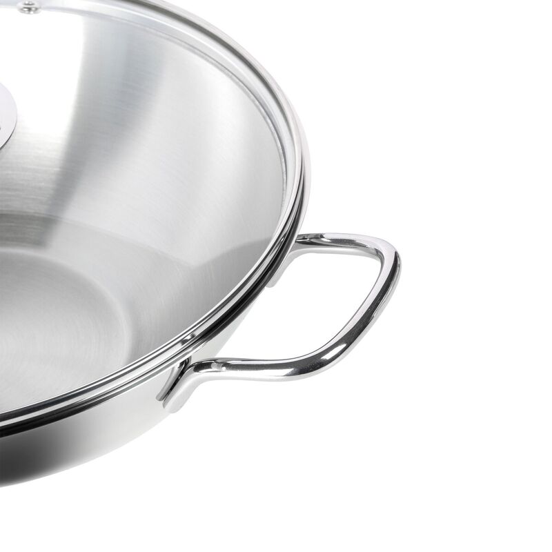 Korkmaz Perla Stainless Steel Wok with Lid - 28x8.5cm