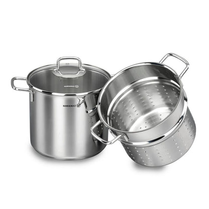 Korkmaz Perla Stainless Steel Spaghetti Cookware Set - Induction Compatible Spaghetti Pot, Made in Turkey