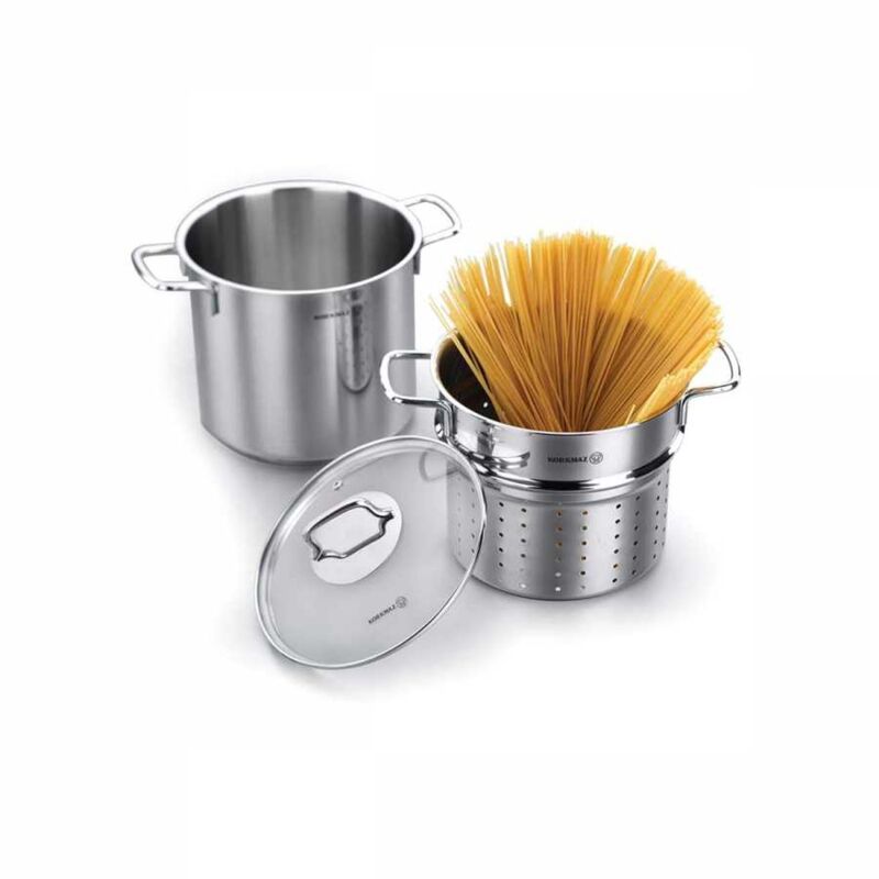 Korkmaz Perla Stainless Steel Spaghetti Cookware Set - Induction Compatible Spaghetti Pot, Made in Turkey