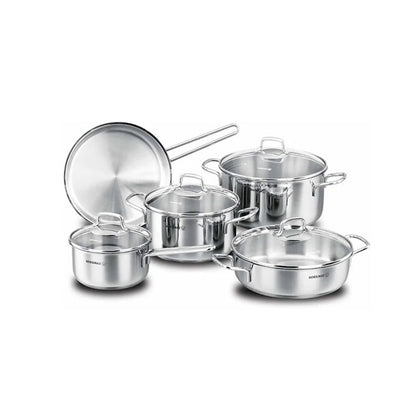 Korkmaz Perla Stainless Steel 9 Piece Cookware Set - Made in Turkey, Induction Compatible