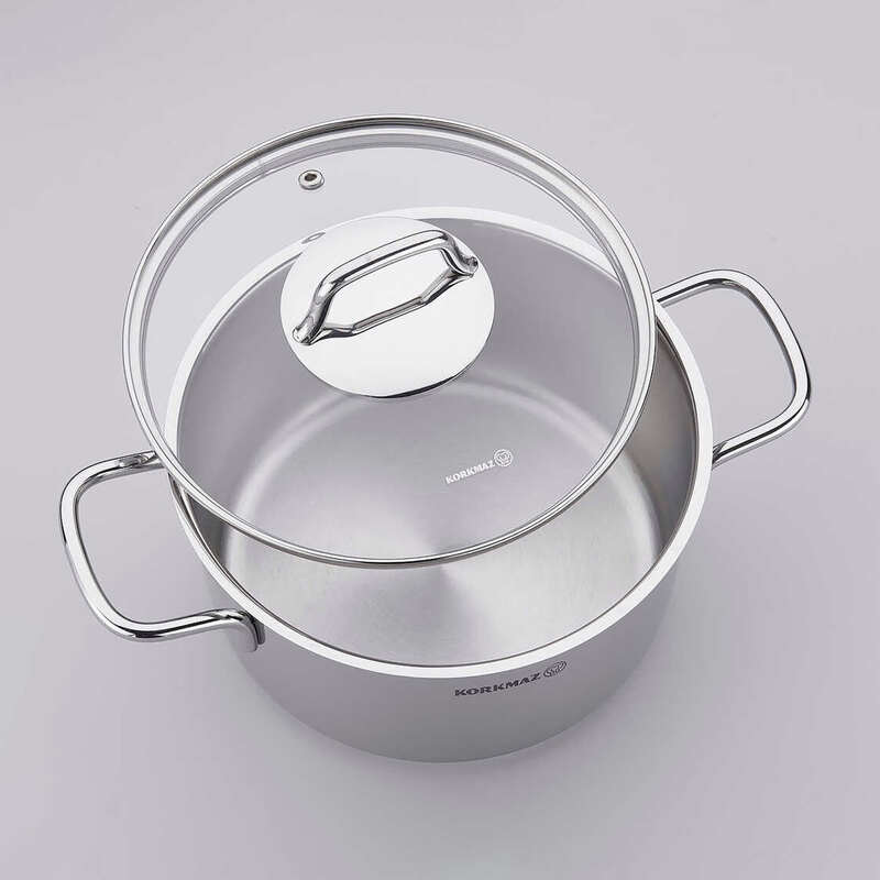 Korkmaz Perla Stainless Steel 9 Piece Cookware Set - Made in Turkey, Induction Compatible