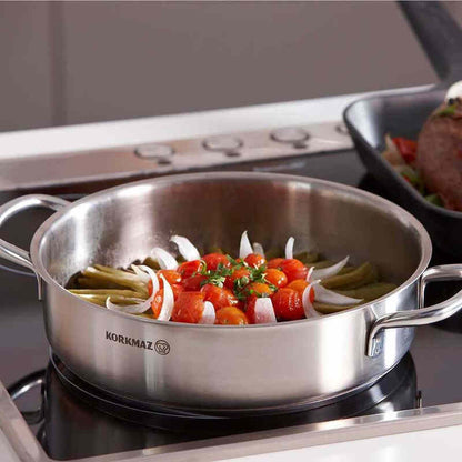Korkmaz Perla Stainless Steel 9 Piece Cookware Set - Made in Turkey, Induction Compatible
