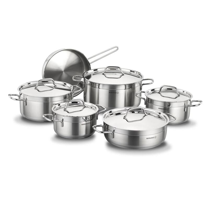 Korkmaz Alfa Plus 11-Piece Stainless Steel Cookware Set with Frypan