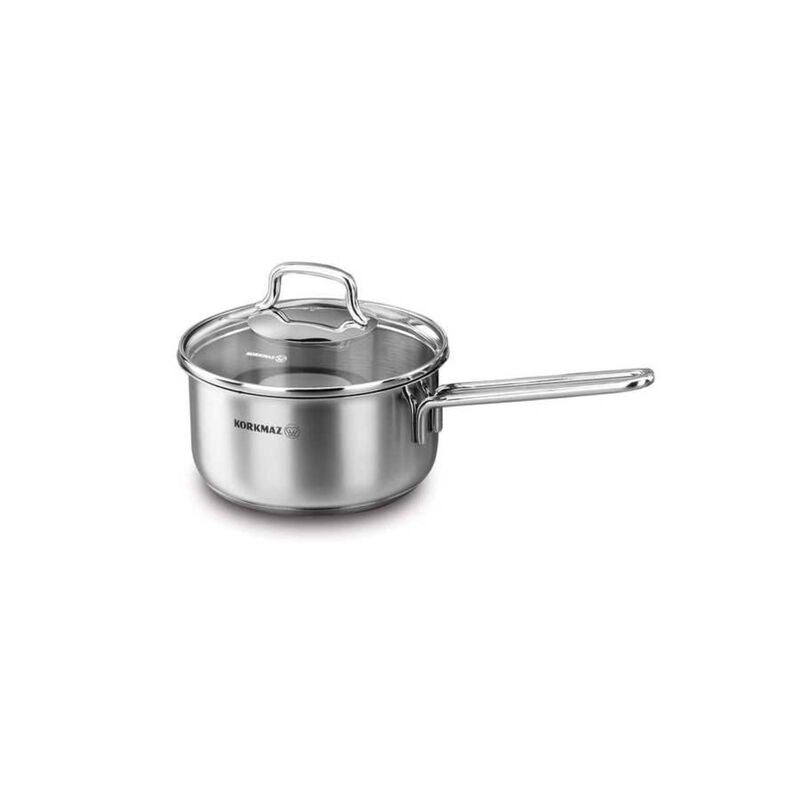 Korkmaz Perla Stainless Steel Saucepan with Lid - 16x8cm