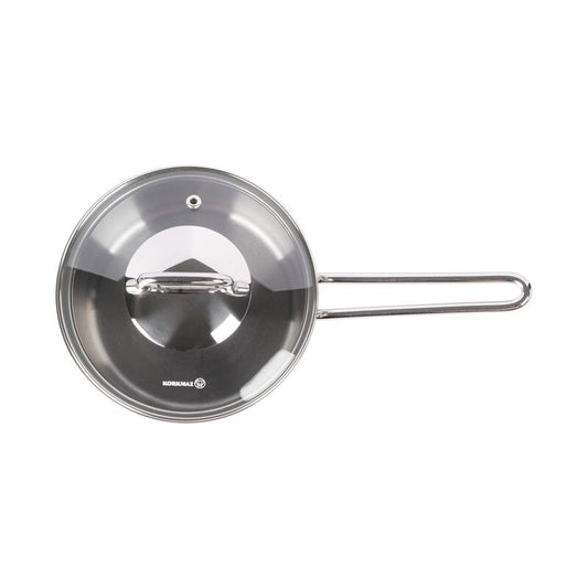 Korkmaz Perla Stainless Steel Saucepan with Lid - 16x8cm, Induction Compatible, Made in Turkey