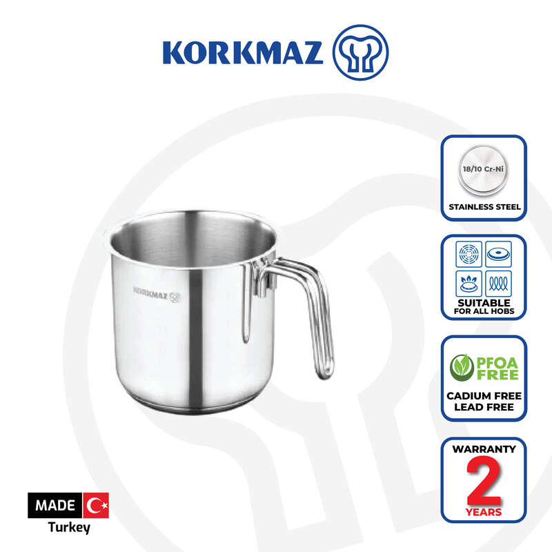 Korkmaz Perla Stainless Steel Milk Frothing Pitcher - 2.0 Lt, Made in Turkey