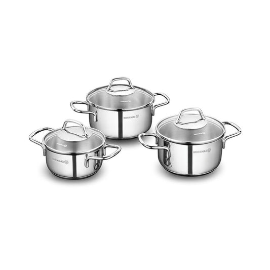 Korkmaz Perla Jr.  6-Piece Stainless Steel Cookware Set - Induction Compatible, Stock Pot Set, Made in Turkey