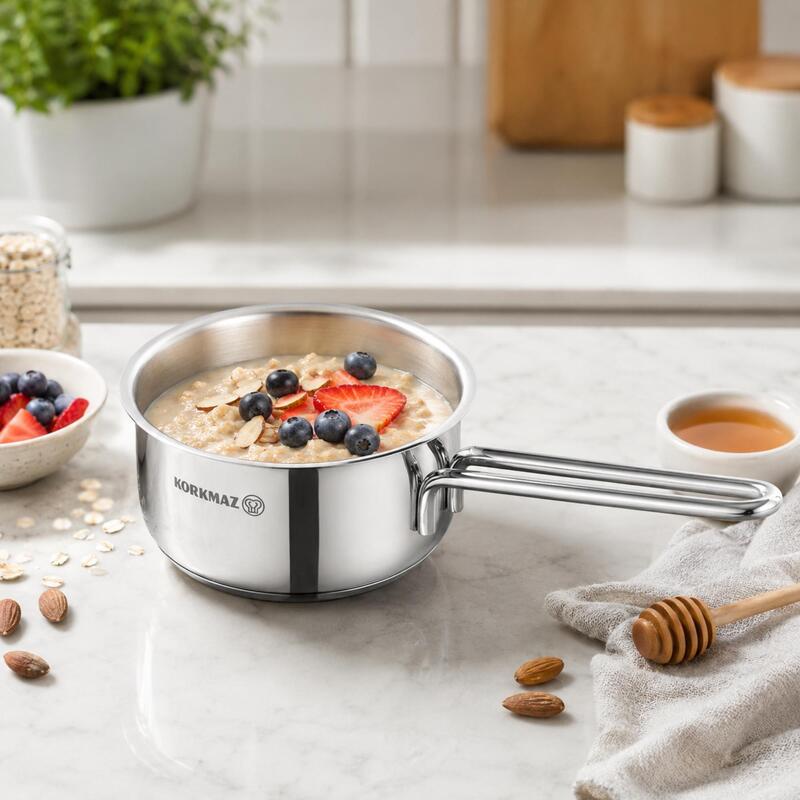 Korkmaz Perla 18/10 Stainless Steel Saucepan 14cm 1L, Induction Compatible