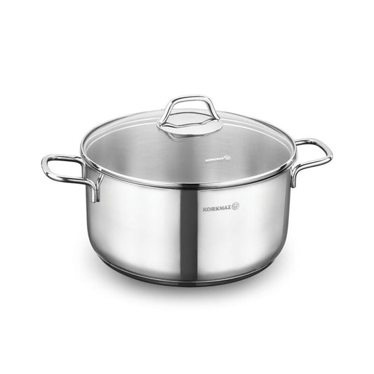 Korkmaz Perla Stainless Steel Stock Pot (Soup Pot) - Induction Compatible, Made in Turkey