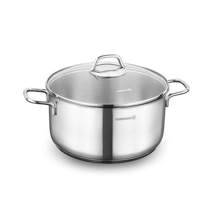 Korkmaz Perla Stainless Steel Stock Pot (Soup Pot) - Induction Compatible, Made in Turkey