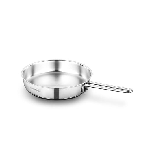 Korkmaz Perla Stainless Steel Frying Pan - 24x5cm, Induction Compatible, Made in Turkey