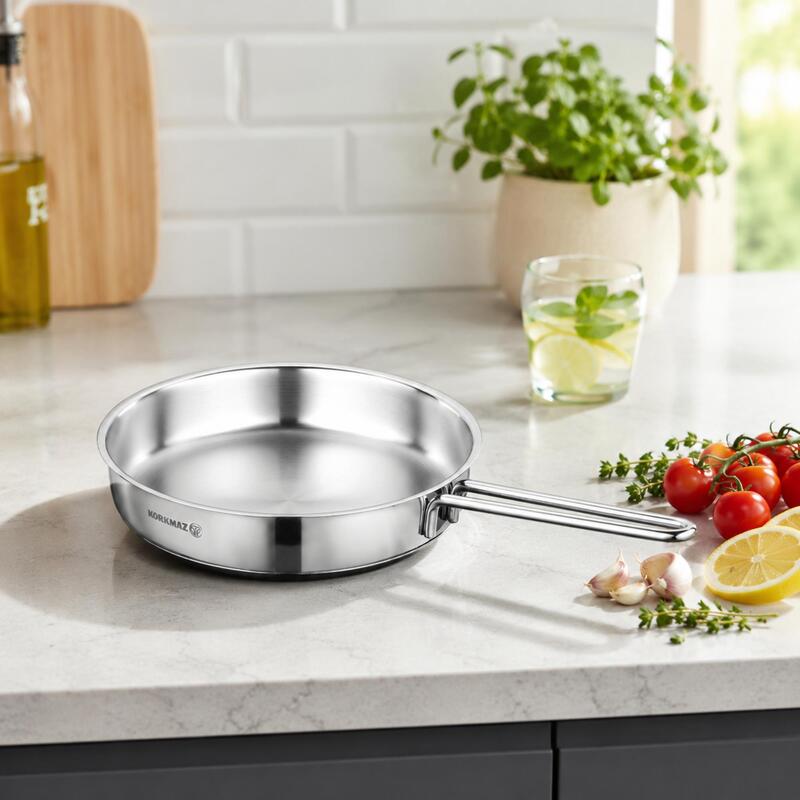 Korkmaz Perla 18/10 Stainless Steel Frying Pan 24cm 2L, Induction Compatible