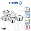 Korkmaz Alfa Stainless Steel Cookware Set - 9 piece