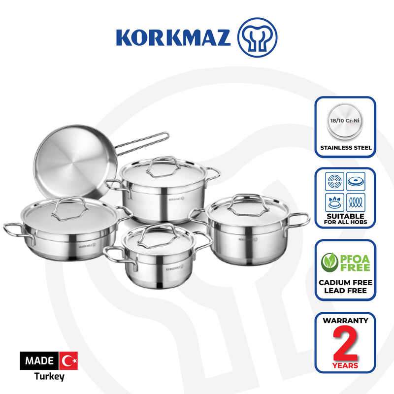 Korkmaz Alfa Stainless Steel Cookware Set - 9 piece