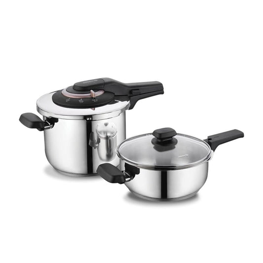 Korkmaz Vita Plus Rosegold 6.0L Stainless Steel Pressure Cooker Set - Induction Compatible, Made in Turkey