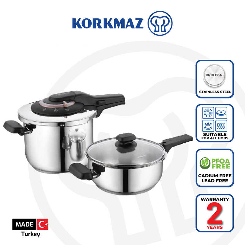 Korkmaz Vita Plus Rosegold Stainless Steel Pressure Cooker Set  6.0L