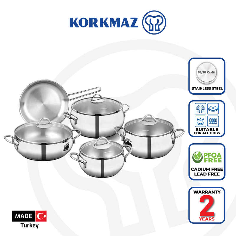 Korkmaz Tombik Stainless Steel Cookware Set 9-Piece