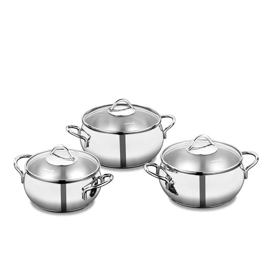 Korkmaz Tombik Jr. 6-Piece Stainless Steel Cookware Set - Induction Compatible, Stock Pot Set, Made in Turkey