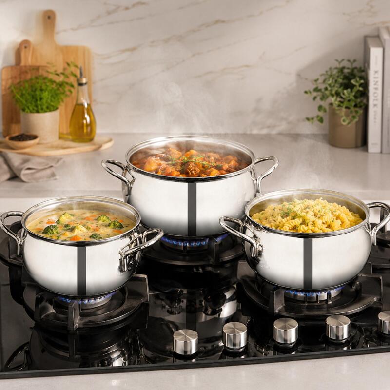 Korkmaz Tombik Jr. 6-Piece Stainless Steel Cookware Set, Induction Compatible
