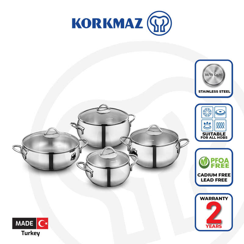 Korkmaz Tombik Stainless Steel Cookware Set 8-Piece