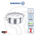 Korkmaz Astra Stainless Steel Cooking Pot - 24x8cm, Induction Compatible, Made in Turkey