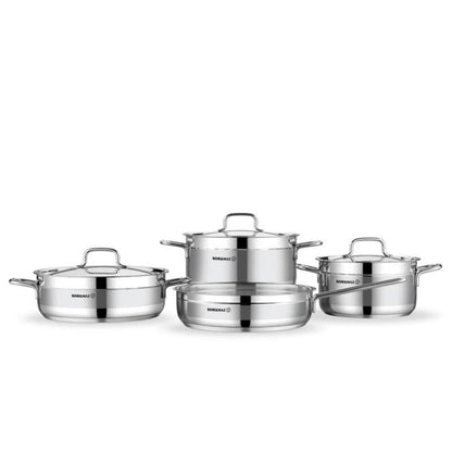 Korkmaz Alfaron 7 Piece Stainless Steel Cookware Set A1954| Industion Compatible Pots and Pans - Made in Turkey