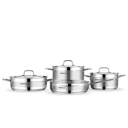 Korkmaz Alfaron 7 Piece Stainless Steel Cookware Set A1954| Industion Compatible Pots and Pans - Made in Turkey